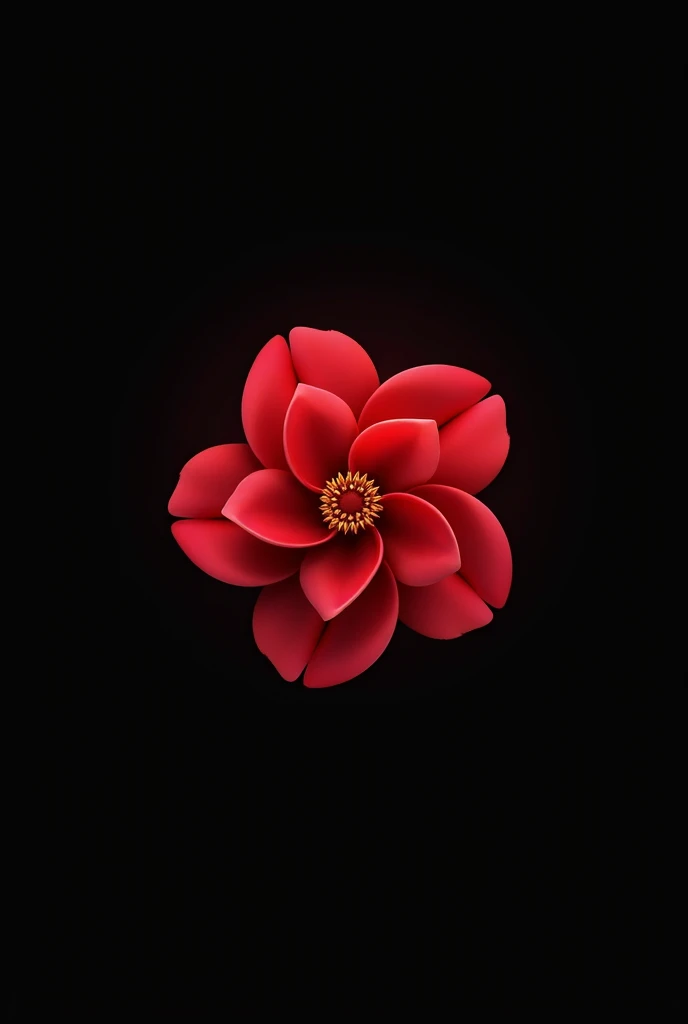Please make a simple logo with a red camellia flower on a black background. I will use it for Discord.