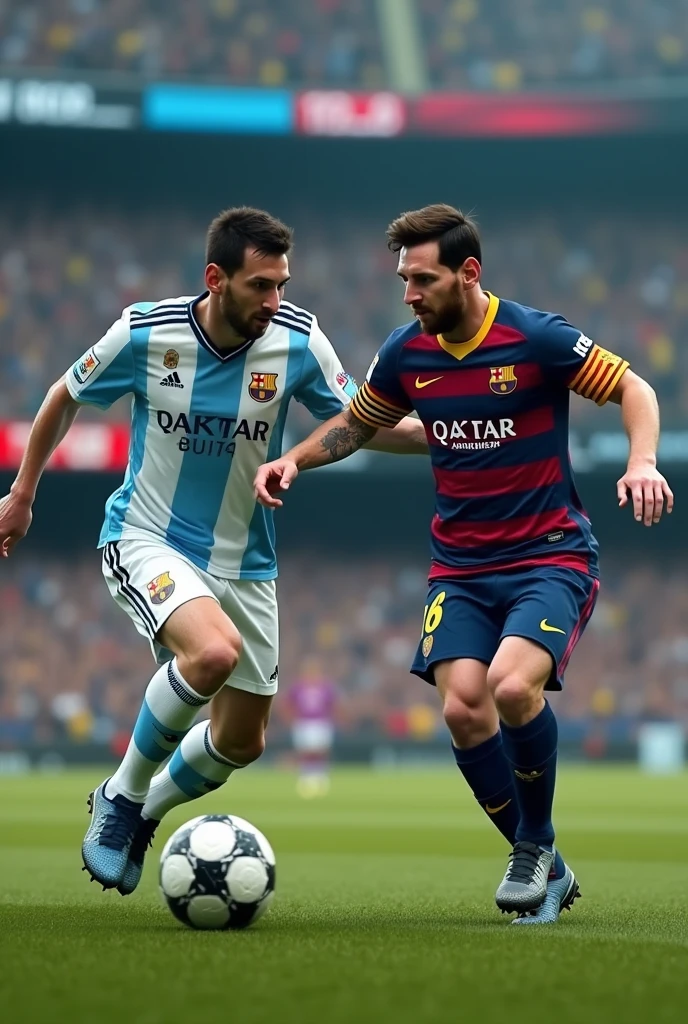 Messi dribbling against messi