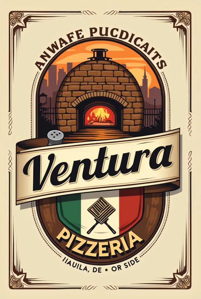 Create a logo with the image of Ventura Italiane Pizzeria