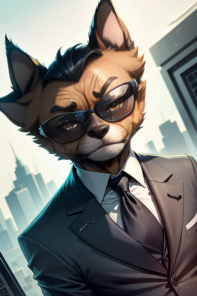 Fucking,movie( Man in black)、Black Suit、Black tie、White shirt、Black sunglasses、Cartoon breed pinscher