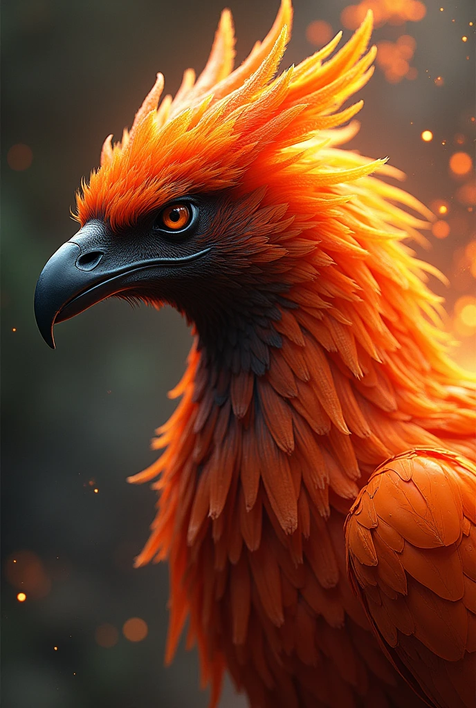 Phoenix head colored orange and black