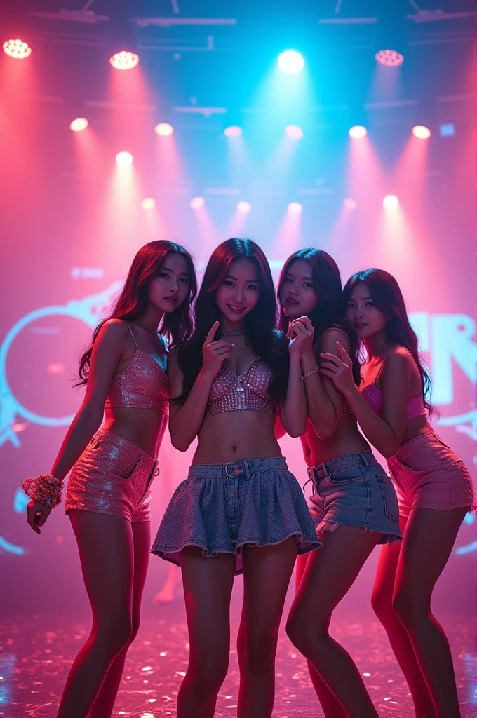I'm taking photos for a new concept album. Create a girl group concept photo in the style of "Party O'Clock"