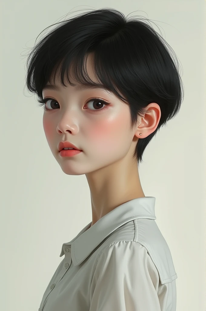 girl with short hair, white skin color and tall body