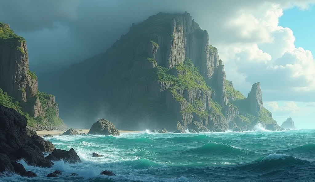 Mysterious island nearby sea ancient types