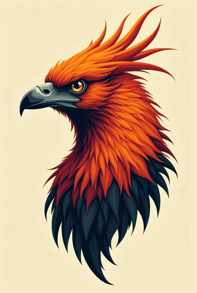 Phoenix head colored orange and black simple for tshirt design