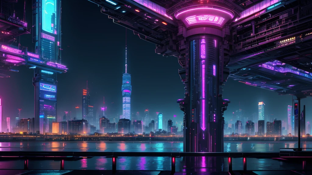 ((masterpiece)),((Highest quality)),((High Detail)), nobody, background, cyber punk, Town, neon, night, skyscraper
