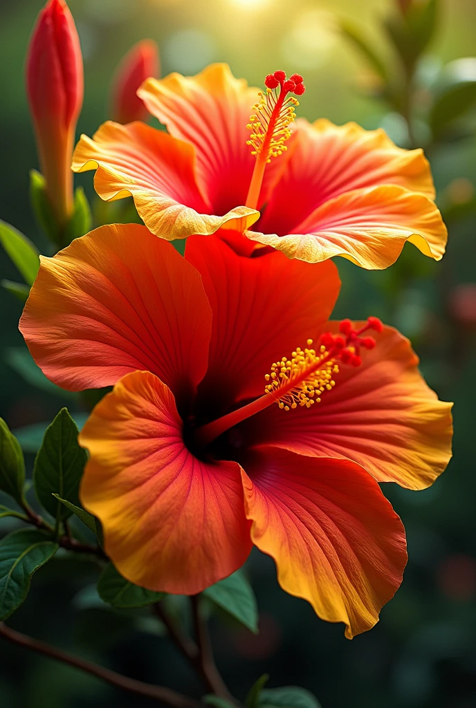 Make Red & yellow colored Hibiscus flowers