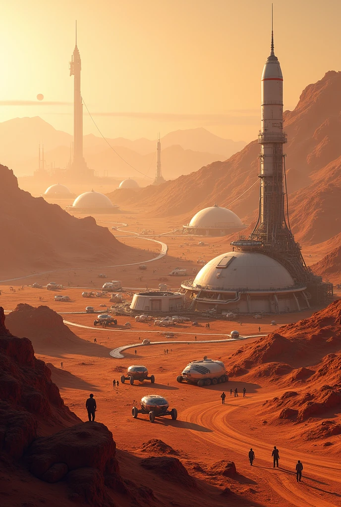 show me mars being colonized and well advanced by the whole world