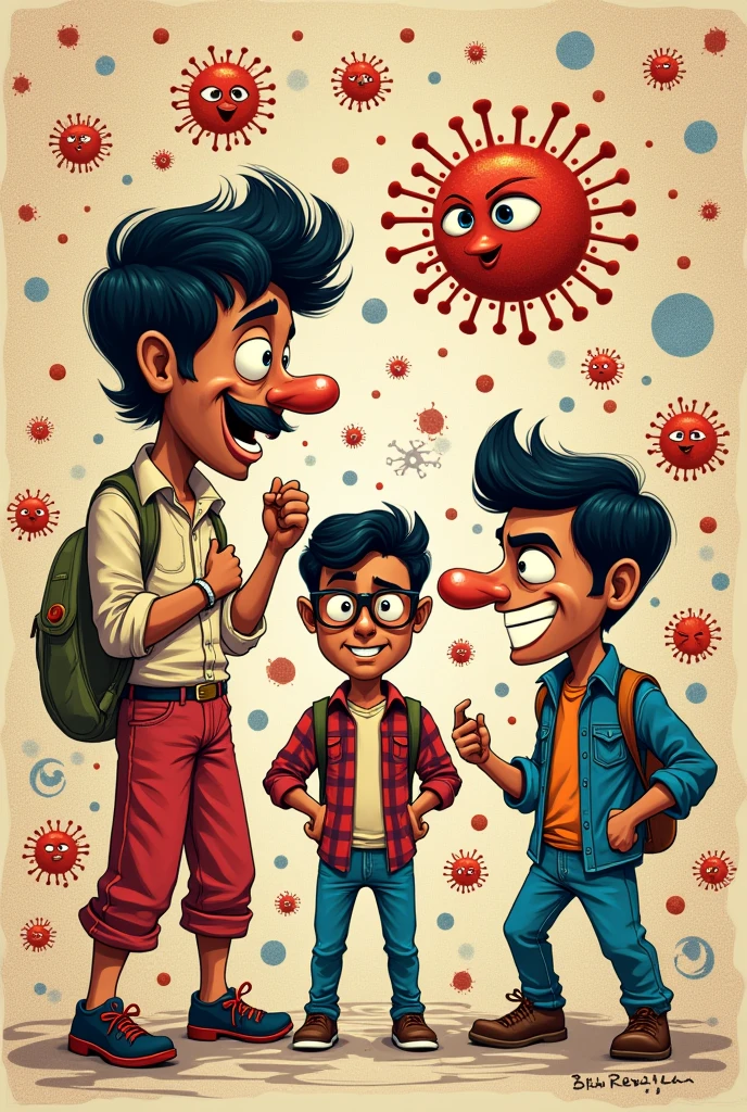 Sketch wallpaper 3 idiots with virus