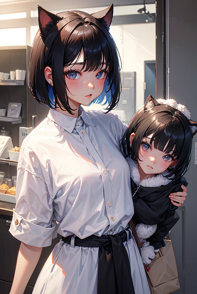 、accessories、bangs, Black Hair、Bob Hair、Dog ears