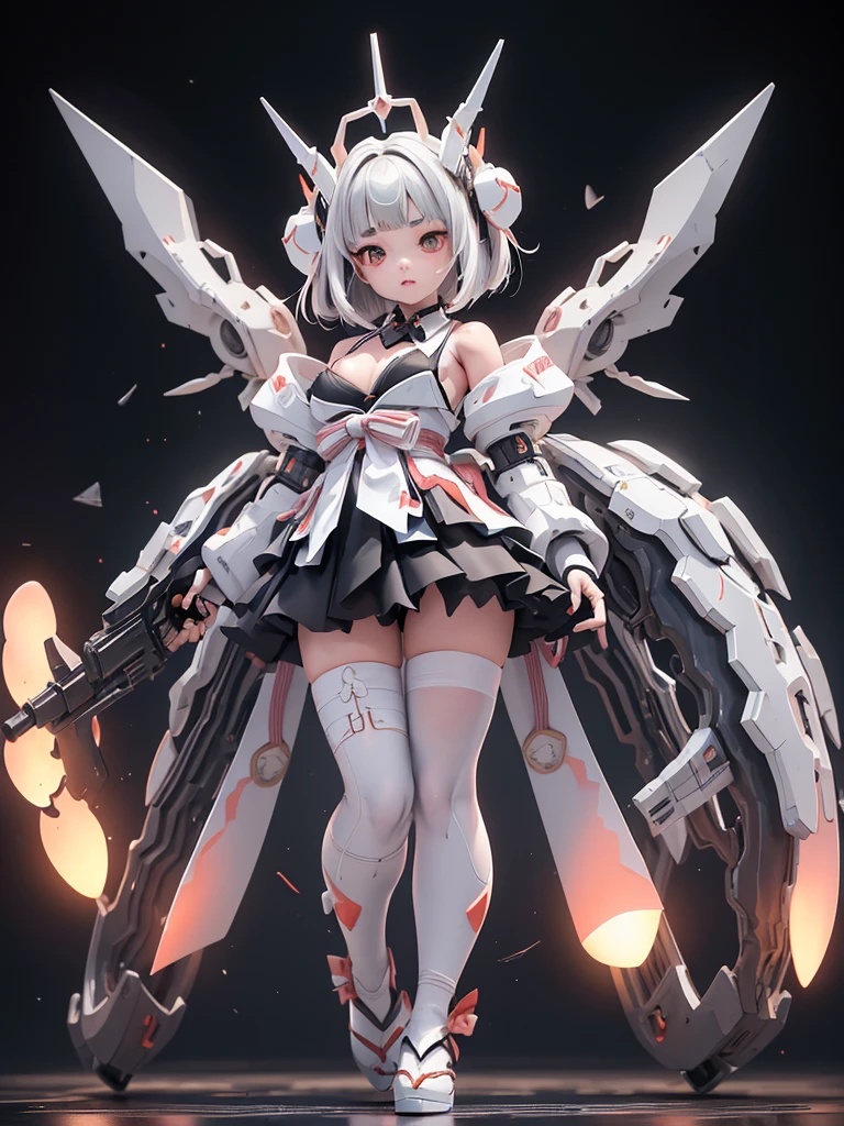 {(japanese young girl)}, (She is fused with futuristic Gundam mecha:1.1), white theme, with headgear, with v-fin , ((unarmored cleavage)), ((unarmored stomach)), ((unarmored upper arms)), ((unarmored face)), (unarmored hands), (unarmored waist), ((unarmored thighs)), (unarmored ankles), japanese girl wear white micro bikini, crawl on all fours:1.3, open legs:1.3 full body:1.5, ,destroyed city background, multilayer textureperfect proportions, octane rendering, duotone lighting, Low ISO, wide aperture, White balance, Rule of thirds, ultra HD16k, HDR (High Dynamic Range), Ray Tracing, nvidia RTX, Super Resolution, Subsurface Scattering, PBR Texturing, Post Processing, Anisotropic Filtering, Depth of Field, Maximum Clarity and Clarity, High efficiency subpixel, subpixel convolution, particles of light, light scattered, Tyndall effect, full body:1.5, doggy style, cute, (cute:1.2), (bob cut:1.3),Braid, Black Hair, Thick eyebrows, Light-colored irises, Big, bright black eyes, Long eyelashes, Small, light-colored, natural lips, (Average face of Japanese idols), (The uniquely Japanese childlike face:1.3), (baby face), Wide forehead:1.2, Plump Cheeks, Small jaw, visible side boob, (attached huge weapon on back),looking at viewer,Focus on the eyes,with sleek and menacing design, (Four perfect fingers, One thumb),
