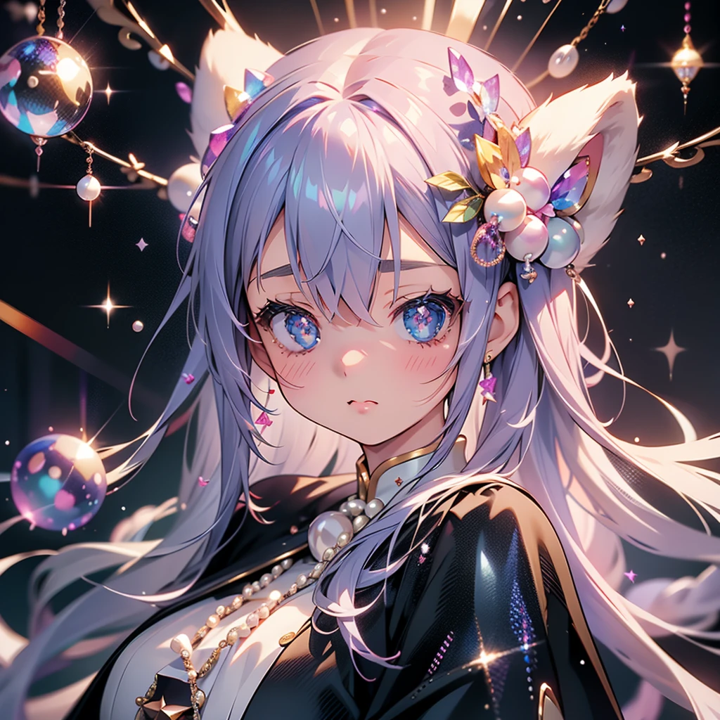 1girl in,Solo,(maximalism:1.5),opal,ultra-detailliert,absurderes,(very detailed beautiful face and eyes:1.3), (Highly detailed beautiful hair:1.3),delicate composition, (Full body:1.5),(full-length figure:1.5), Super cute girl,(Medium Hair:1.4),Pink eyes,light blue eyes,(Pink hair:1.2),(Light blue hair:1.4),(Playboy Bunny:1.6),(Jewelry Hair Ornaments:1.3), (jewelry eyes:1.3),(Eyelashes:1.2),(symbol in eyes:1.3),(hight resolution, Twinkle,Glitter,Lens Flare,light Particle,Shining:1.3),(Cute:1.5)