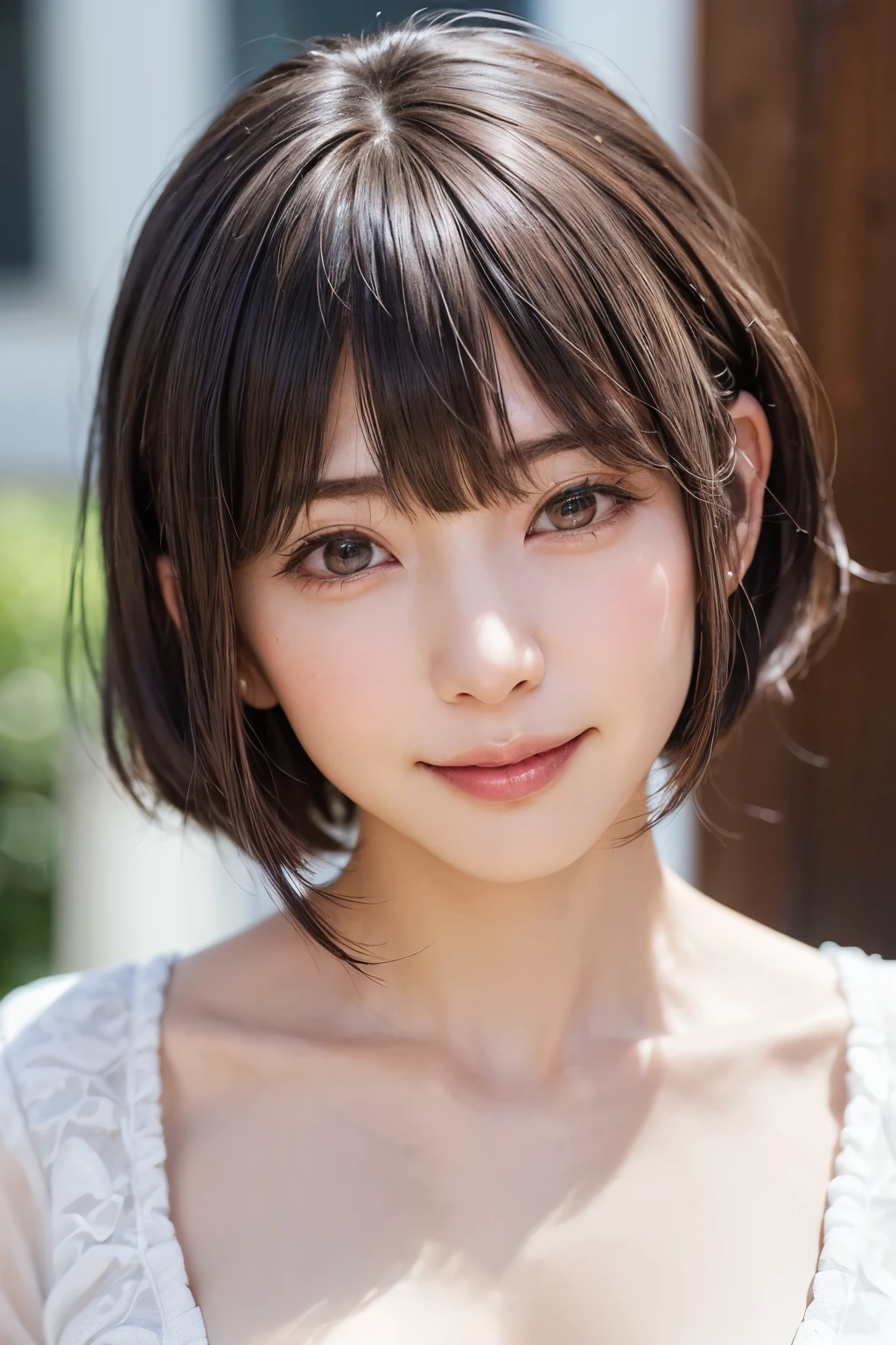 (software:1.8、masterpiece, Highest quality),1 person, alone, hyper Realistic, Realistic,Realistic, Looking at the audience, Light brown eyes:1.4,Brunette Short Bob Hair with highly detailed shiny hair, Brightly colored winter clothes, Lepangas:1.4), Outdoor, Mouth closed, Upper Body、big chest eye、eyelash、{Hugeな|big chest|Hugeなな|Mega} whole :2, chestの谷間:2、(((big chest eye、Short Bob Hair、Highlights from Students、Looking at the audience、She is very beautiful and cute、Show me your ears、Long neck、smile、Close your mouth and smile、Bangs and beautiful teeth)))、Ideal body type、（Nothing is drawn、A very beautiful pure white background:1.6）、美しいLong neck:1.4、(({Huge|big|Hugeな|Mega} chest, chestの谷間:2、Upper Bodyは服を着ていない:1.6))、(((Portraiture:2)))、Perfect Anatomy