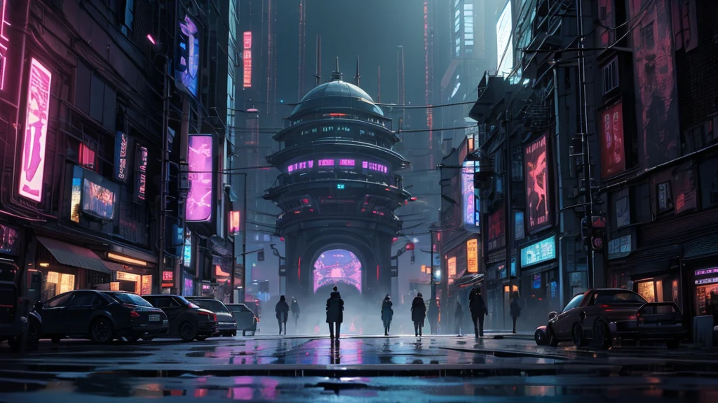 ((masterpiece)),((Highest quality)),((High Detail)), nobody, background, cyber punk, Town