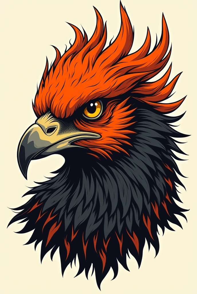 Phoenix head colored orange and black is looking in the front simple for tshirt design
