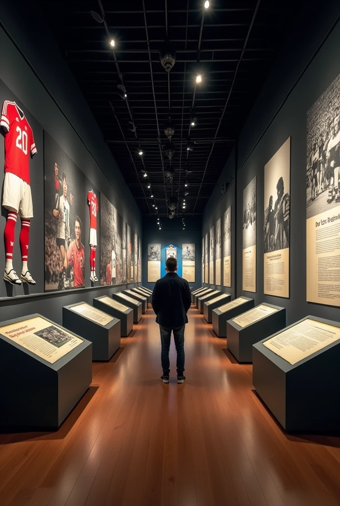  visiting a football exhibition with only him at the museum 