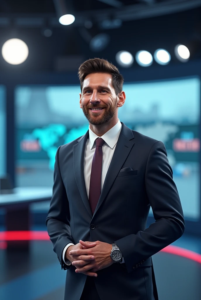 Messi as a news reporter.
