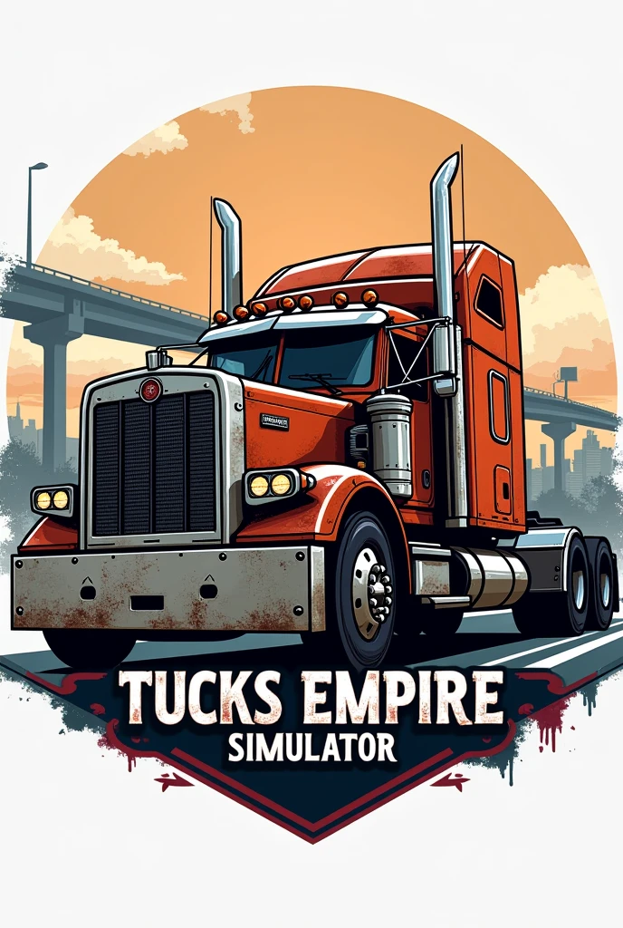 Create me a logo for my game about Simulator and put a text that says "Tucks Empire Simulator" and that it is trucker style and realistic 