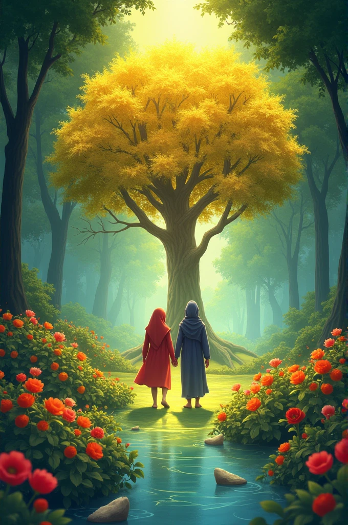 **The Garden of Blessings: A Story Inspired by Surah Rahman**

Once upon a time, in a peaceful village, there lived two siblings, Amina and Hasan. They were curious and loved exploring the world around them. Their favorite time of the day was when their grandmother, who was very wise, told them stories about the wonders of Allah.

One evening, their grandmother gathered them under the shade of an old, large tree. "Today, I will tell you a story inspired by Surah Rahman, the chapter of the Quran that speaks of Allah's countless blessings," she said with a gentle smile.

Amina and Hasan's eyes sparkled with excitement as they listened closely.

"Long ago," their grandmother began, "there was a beautiful garden called The Garden of Blessings. This garden was unlike any other place on Earth. It was a gift from Allah, filled with everything one could ever wish for. There were rivers of fresh, cool water, trees heavy with sweet fruits, and flowers of every color that filled the air with a wonderful fragrance. The sun always shone warmly, and the breeze was gentle and soothing."

"Wow!" Amina whispered, imagining the beautiful garden.

"But do you know what made this garden so special?" their grandmother asked.

Amina and Hasan shook their heads, eager to know more.

"It was a place where people were reminded of Allah’s blessings," she continued. "There was a special tree in the middle of the garden with golden leaves. Whenever someone sat under this tree, it would whisper verses from Surah Rahman. The tree would remind them of Allah’s mercy and all the gifts He had given to them."

The children were amazed. "What did the tree say?" Hasan asked.

Their grandmother recited, "‘Which of the favors of your Lord will you deny?’ This is a verse repeated many times in Surah Rahman, reminding us of all the blessings Allah has given us. The tree would ask this to everyone who sat beneath it, making them think about the blessings in their lives."

"One day," their grandmother contin