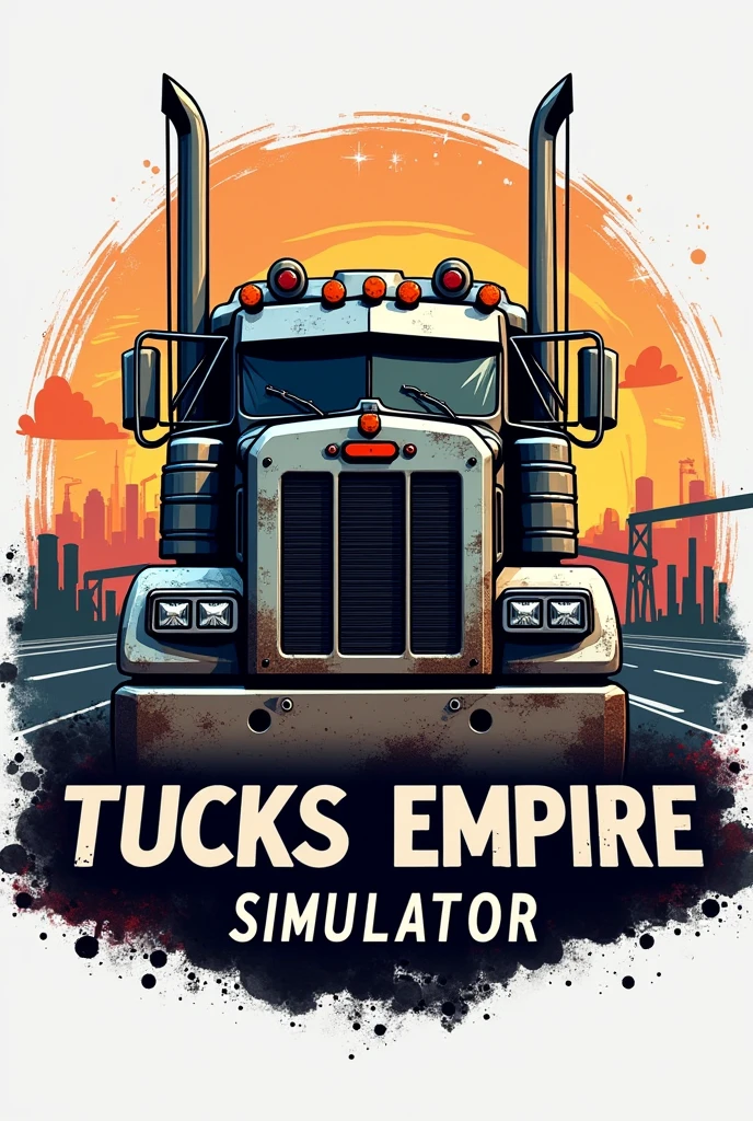 Create me a logo for my game about Simulator and put a text that says "Tucks Empire Simulator" and that it is trucker style and realistic