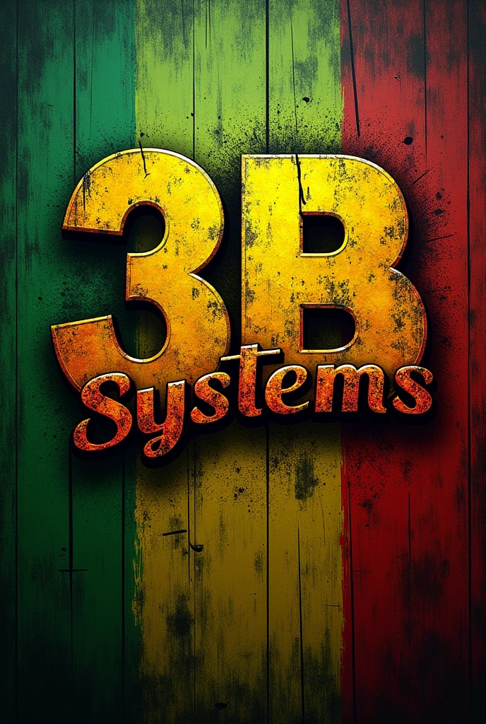 create an image in reggae format that contains the name 3B SYSTEMS with the colors of the Jamaican flag