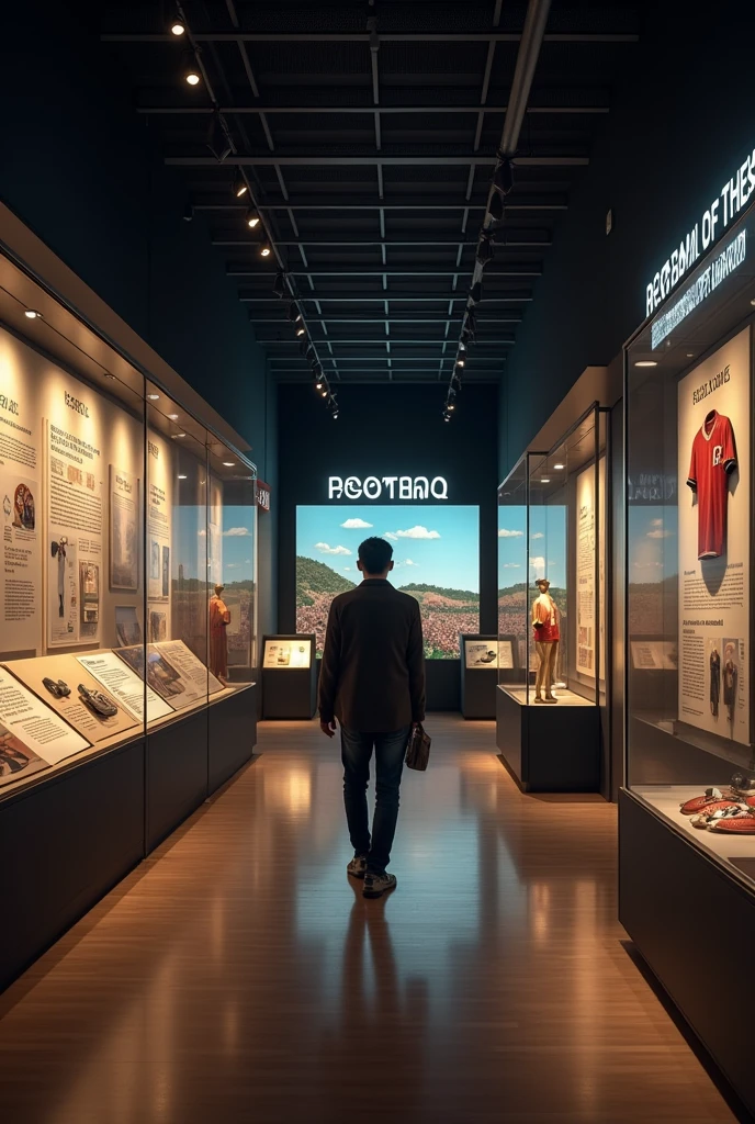 de 1,45 with visiting a museum about football with only him in the museum