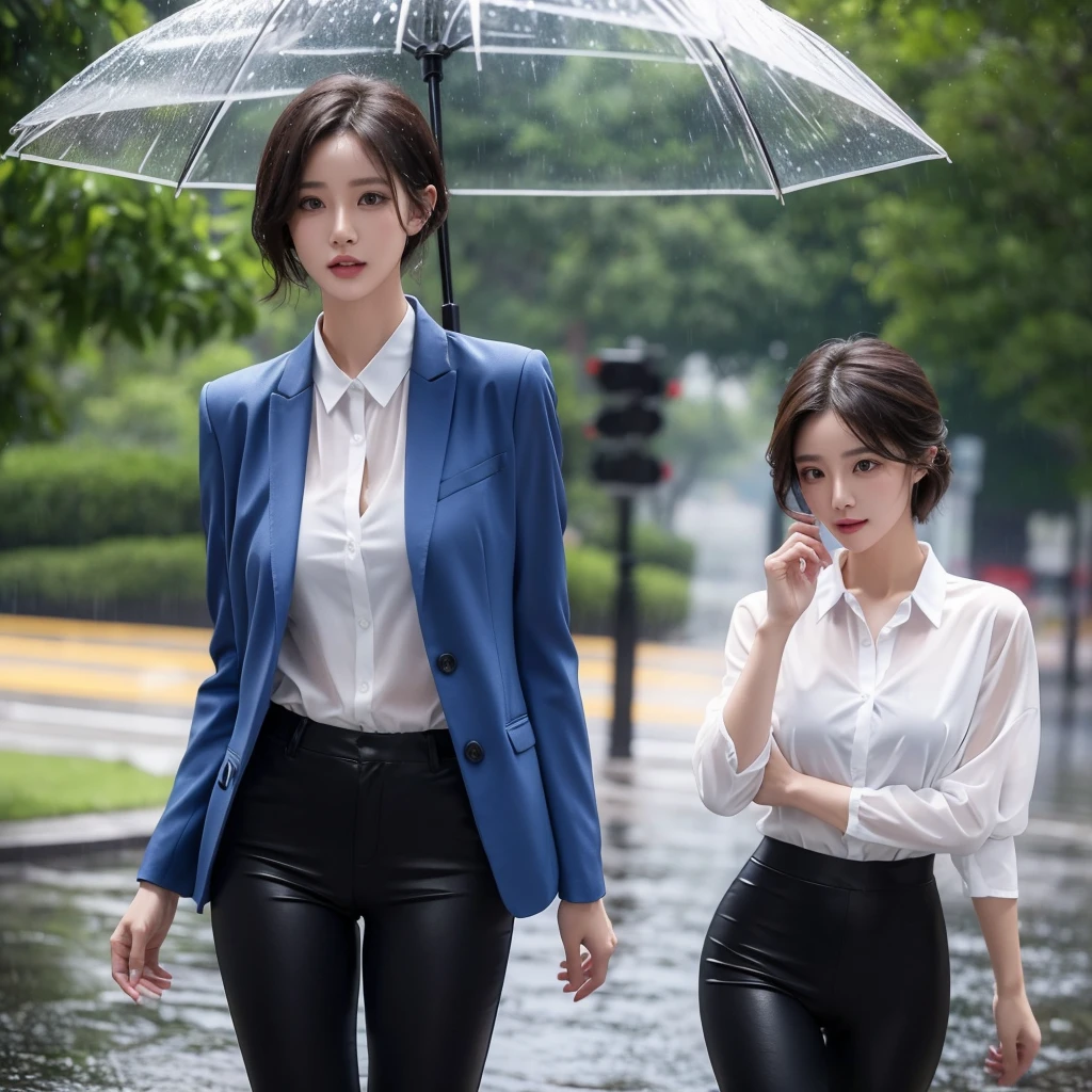 exy pose、Hair getting wet in the rain、Mr.々Hair style、Short Hair、Transparent shirt、Beautiful woman getting wet in the rain、typhoon、Get wet without an umbrella、Beautiful woman in the rain、雨で濡れたBeautyOL、Detailed face、Realistic、beautiful girl、Beauty、Office Lady Uniform、beauty、Beautiful woman、Narrow waist、Handsome woman、Tight pants look、suit、Sexy pose、タイトなsuitパンツ、雨で濡れたsuit、Wet naked shirt、See-through shirt、Shot in heavy rain、Naked shirt、Gaudy colored underwears