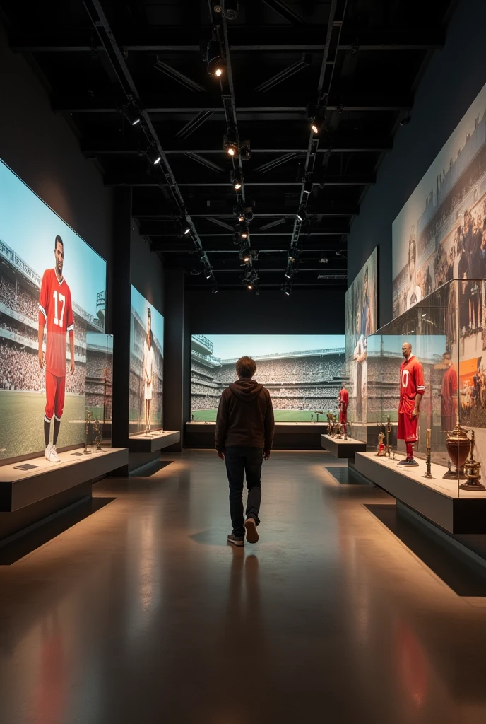 de 1,45 with visiting a museum about football with only him in the museum