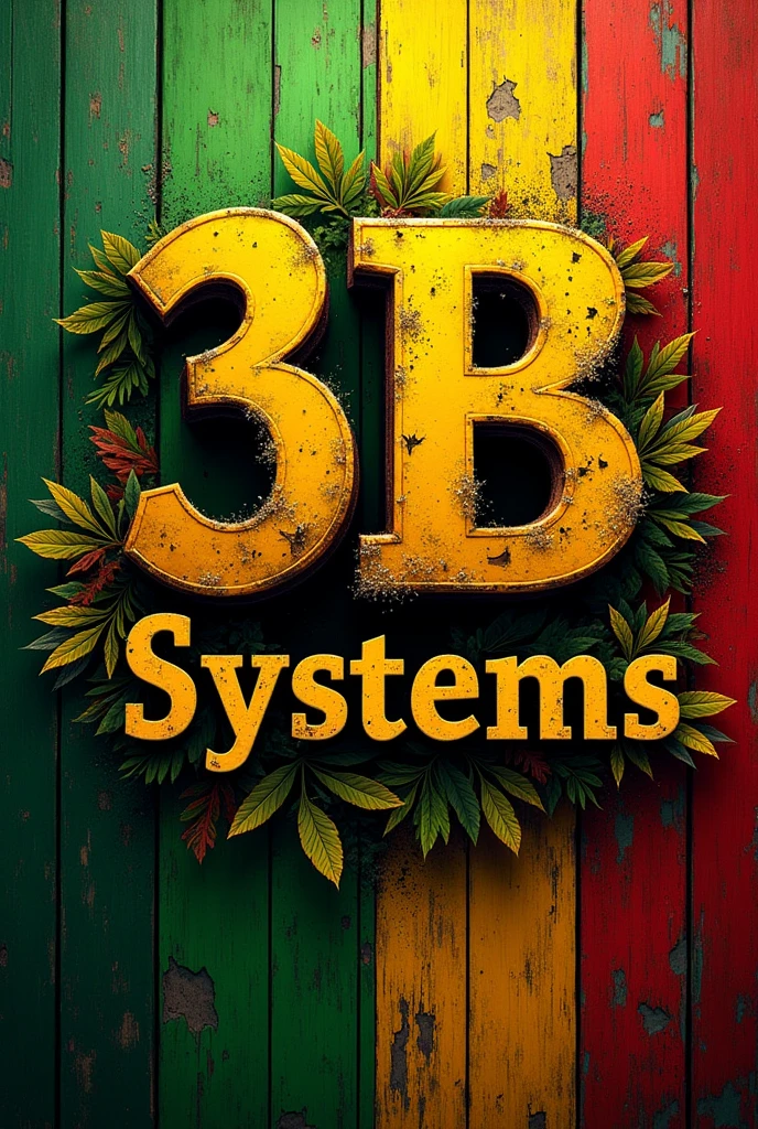 create an image in reggae format that contains the name 3B SYSTEMS with the colors of the Jamaican flag