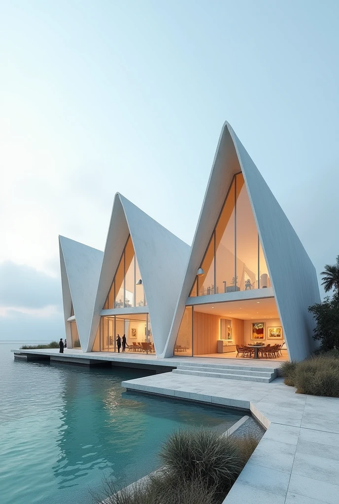 Folding art gallery volume design in fresh climate by the sea