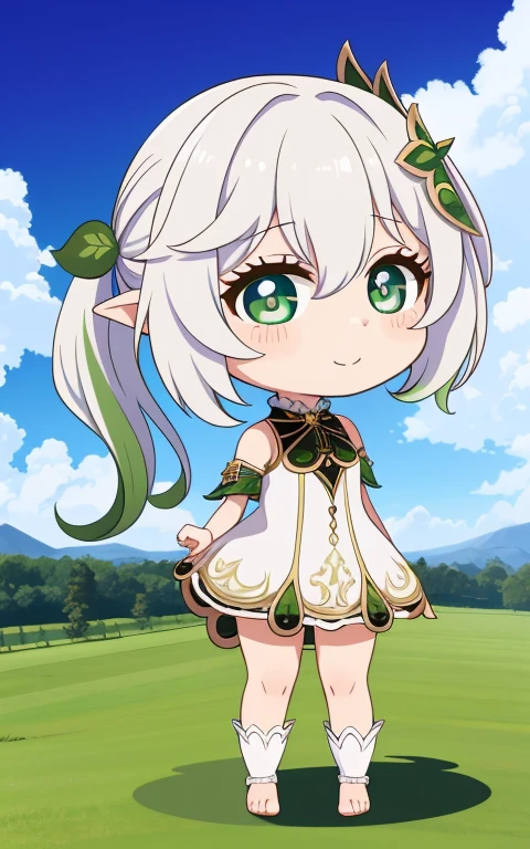  fullcg,Best quality,highest quality, 8k,Soft lighting, Confused, Looking at the audience, alone, smile, Knee socks,Nahida Genshin Impact | Character Lora 1283,((low length:1.5)),((chibi:1.5)),(()),1girl,difficult,cowboy shot,Beautiful cityscape,(standing:1.6),(Front facing:1.5),Cute outfit,midnight sky,