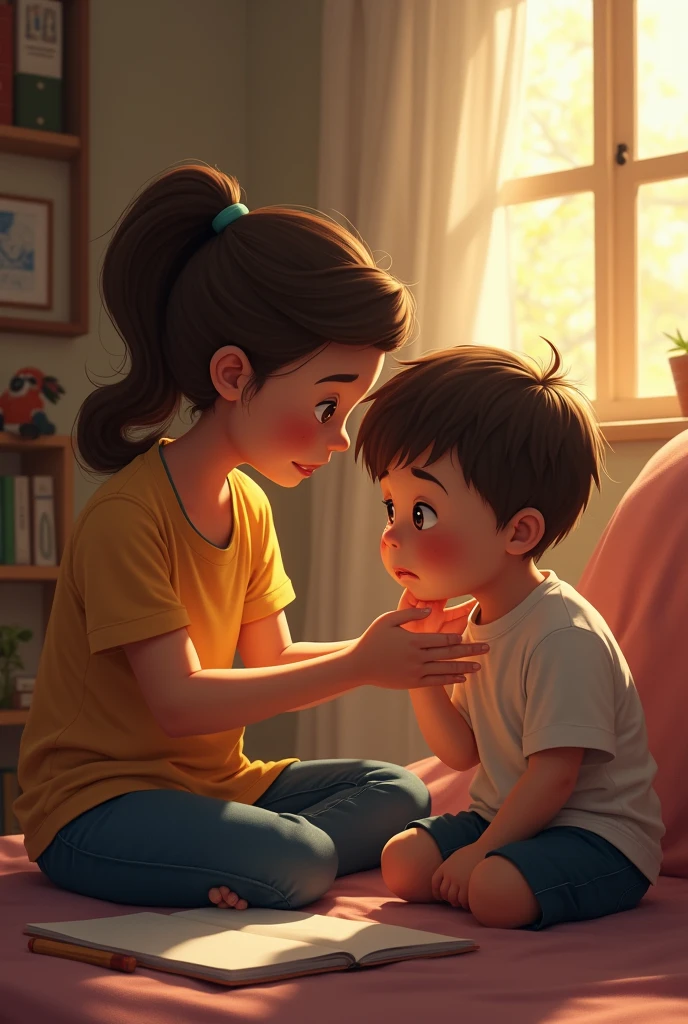 child with a low grade and someone supporting him