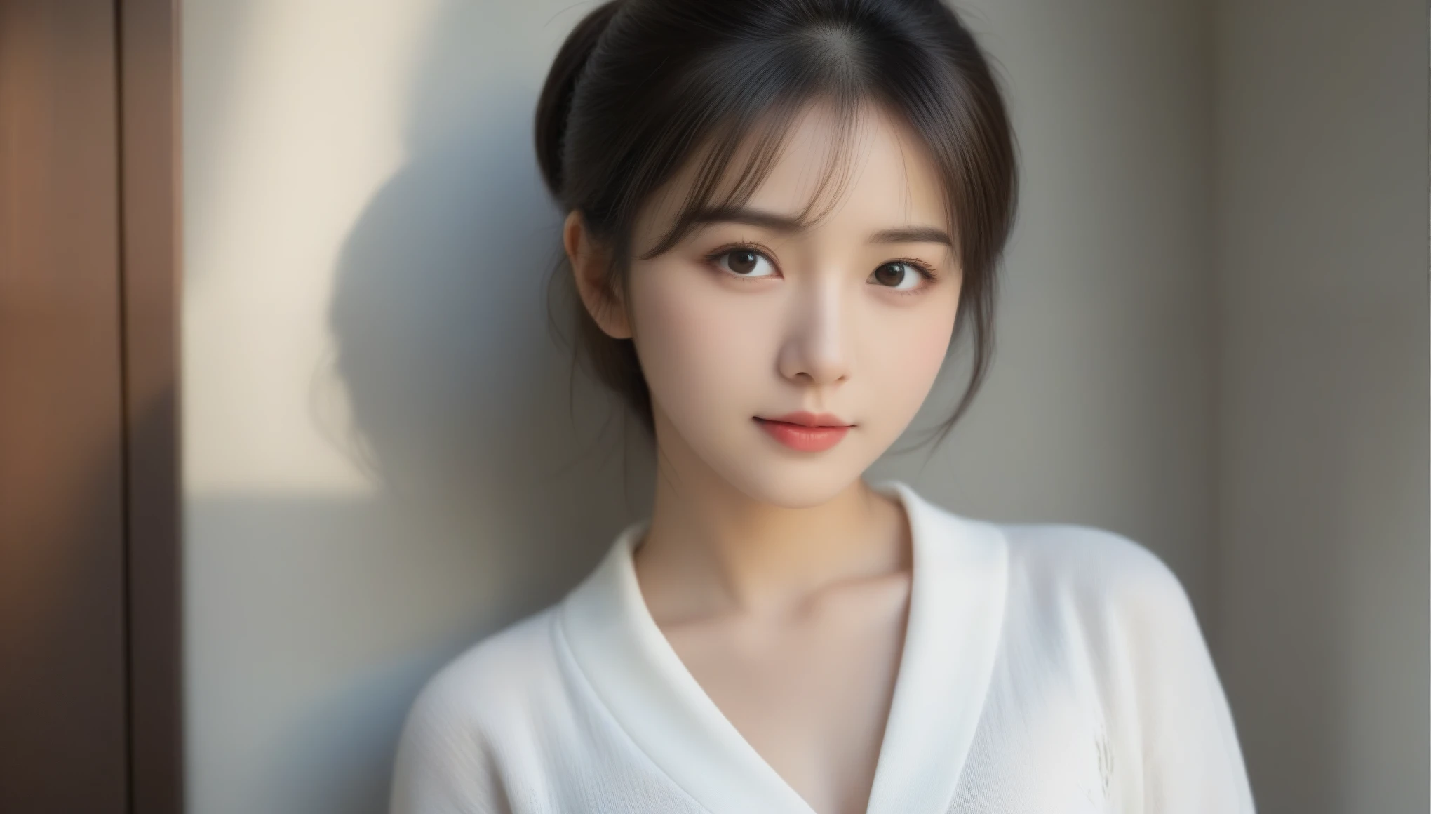 8k, Ultra-high resolution, Highest quality, masterpiece, 三分割法によるphotograph,Surreal, photograph, 1 , (:1.3), cute, cute顔, 細部までBeautiful Eyes, 細かくdetailedに,masterpiece,One Girl:1.2,Japanese women,Young Wife,cowboy shot,smile,Black Short hair,Swept bangs,(Collared shirt:1.3),cardigan,Pencil Skirt,Brick wall background,woman leaning against the wall,Arrival of spring,(Beautiful attention to detail),Subtle details, detailedな顔, smile,attractive,(のポートレートphotograph:1.4),(Photorealistic images:1.4),Fantasy art,(Beautiful Face:1.4),美しくattractive目、Beautiful Eyes、(Tight waist:1.4)、(Beautiful with perfect body proportions:1.4),Pink Lips,Looking at the audience,(((Ideal body type))),A-cup small breasts :2,、Portraiture:2、Perfect Anatomy、鮮明なdetailed、detailed,Fashion magazine cover,Thin lips,完璧でBeautiful Face ,完璧でcute顔, Skin with attention to detail, Perfect limbs、Narrow waist,Surreal,Light and shadow,sunbeam