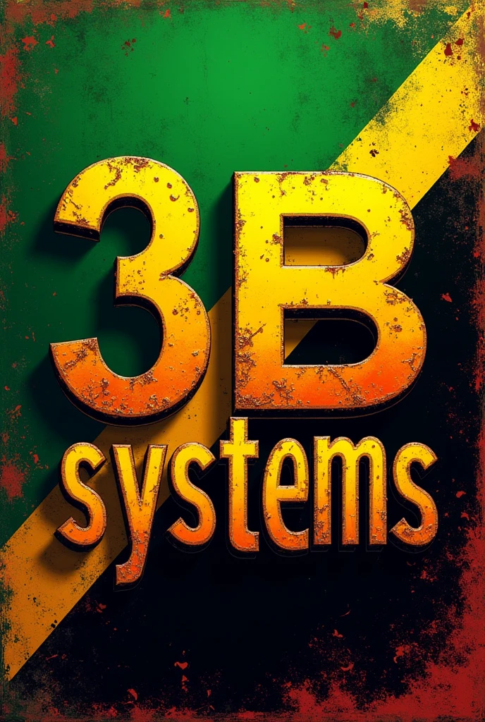 create an image in reggae format that contains the name 3B SYSTEMS with the colors of the Jamaican flag 