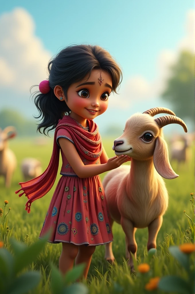 Mumu a Bangladeshi girl on goat