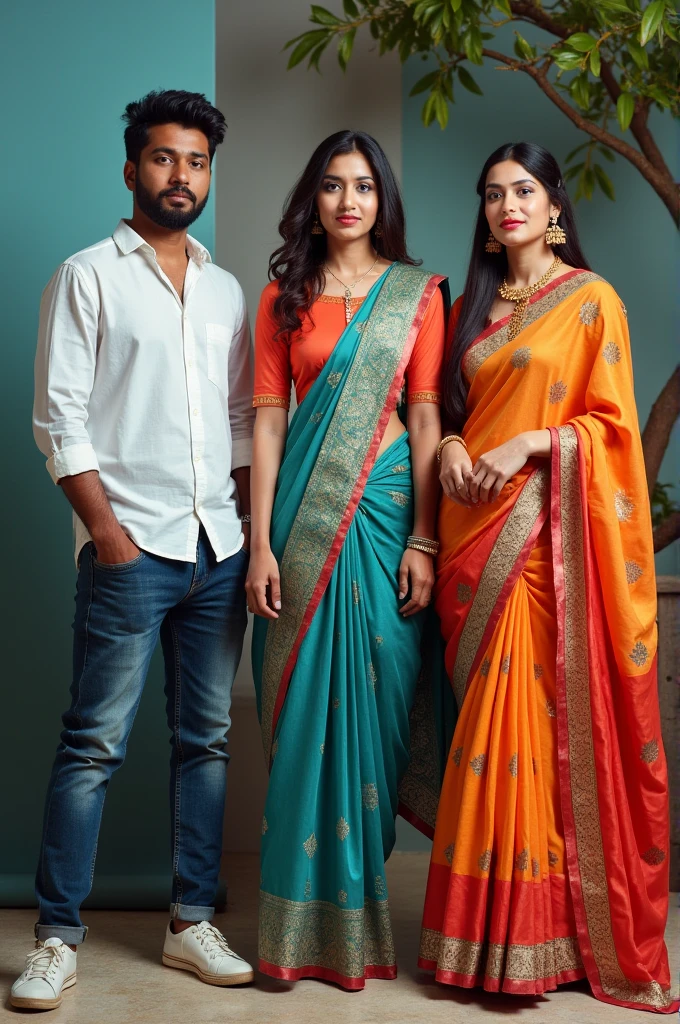 A facebook cover photo for new clothing page for men and women.I want to need page name are written in cover photo and contract no.page name is আবেগী সাজ-Abegi Shaj.contract no:+8801521-729100.I need a Bangladeshi culture photo like wearing T-shirt, pant,shari,three pic,scarf etc.background is standard