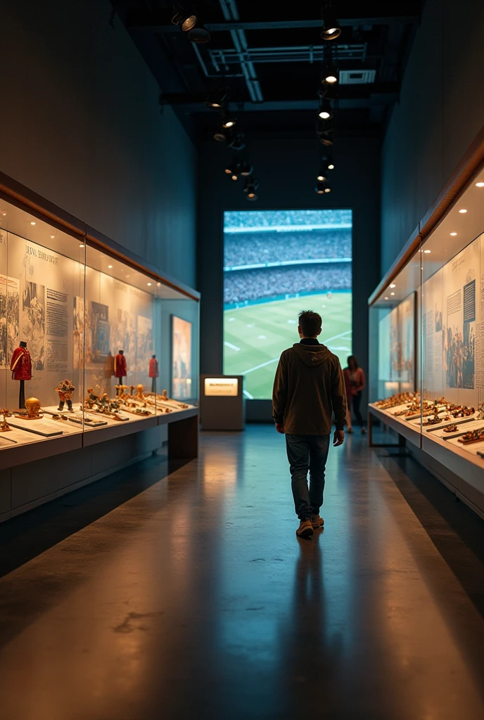 de 1,45 with visiting a museum about football with only him in the museum