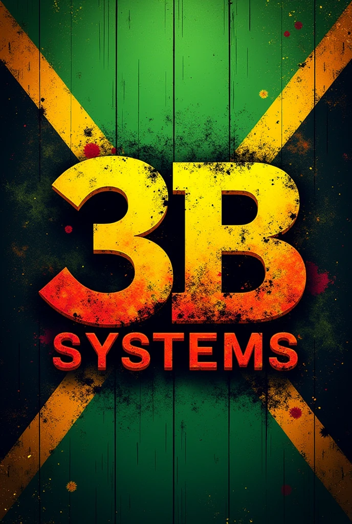create an image in reggae format that contains the name 3B SYSTEMS with the colors of the Jamaican flag