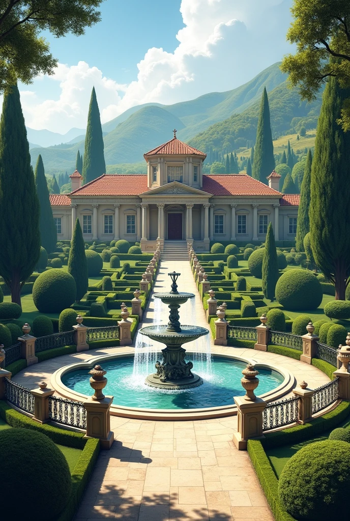 Estate with fountain

