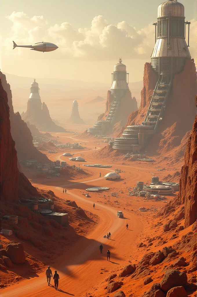 CREATE A PICTURE OF TODAY&#39;S TECHNOLOGY IN MARS HABITAT, WITH HOUSES, cities 