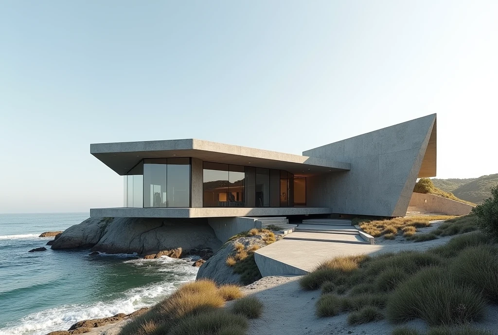 Folding art gallery volume design in fresh climate by the sea,Slate,Stone,model