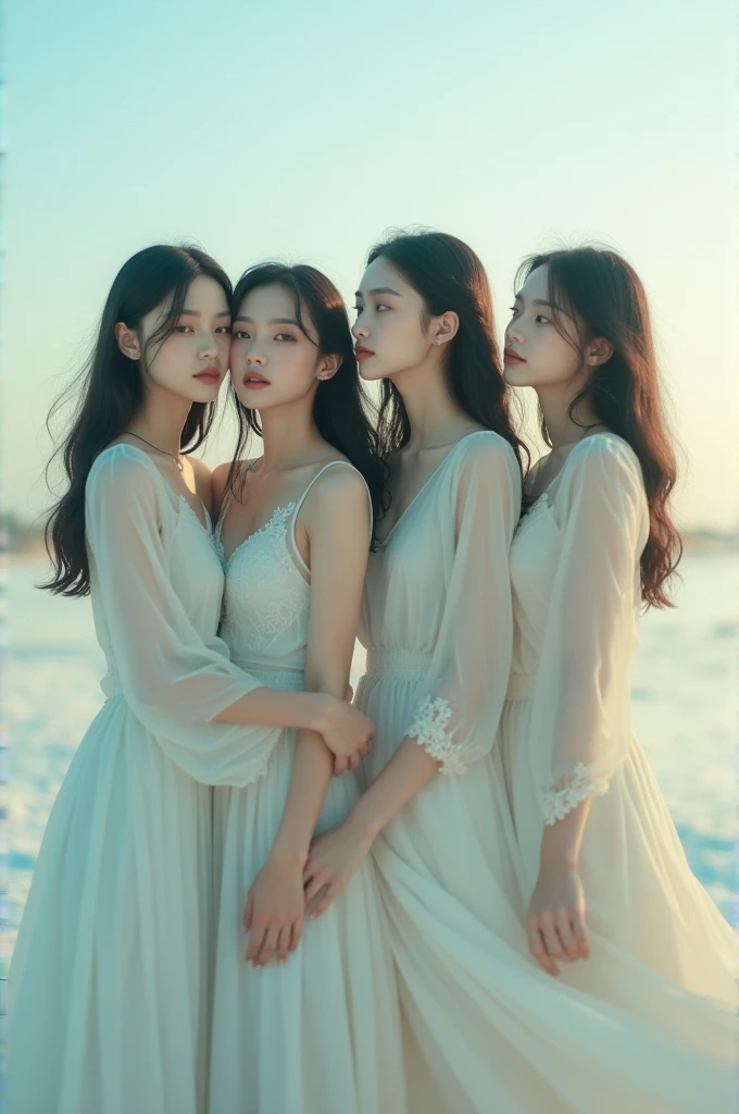 I'm taking photos for a new concept album. Create a girl group concept photo in the style of "Like Water"