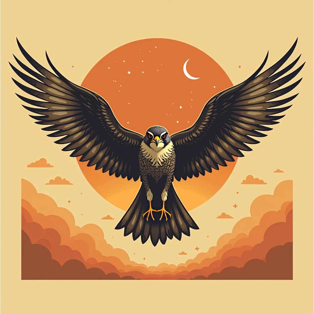 Image: A stylized flock of falcons flying in a V-formation, symbolizing teamwork and unity.
Color Palette: Warm, retro tones like orange, brown, and gold.