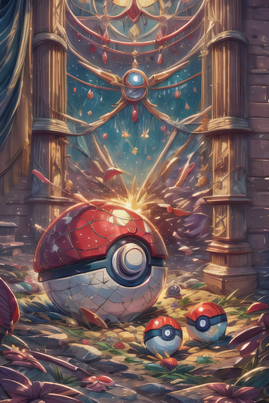 (figure, Highest quality, masterpiece, Official Art:1.1), Pokéball, Tarot, No humans,