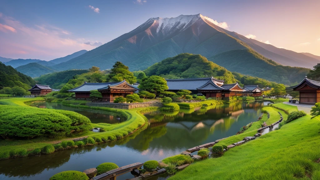 A fairytale Japanese rural landscape Japan's fairy tale dragon god