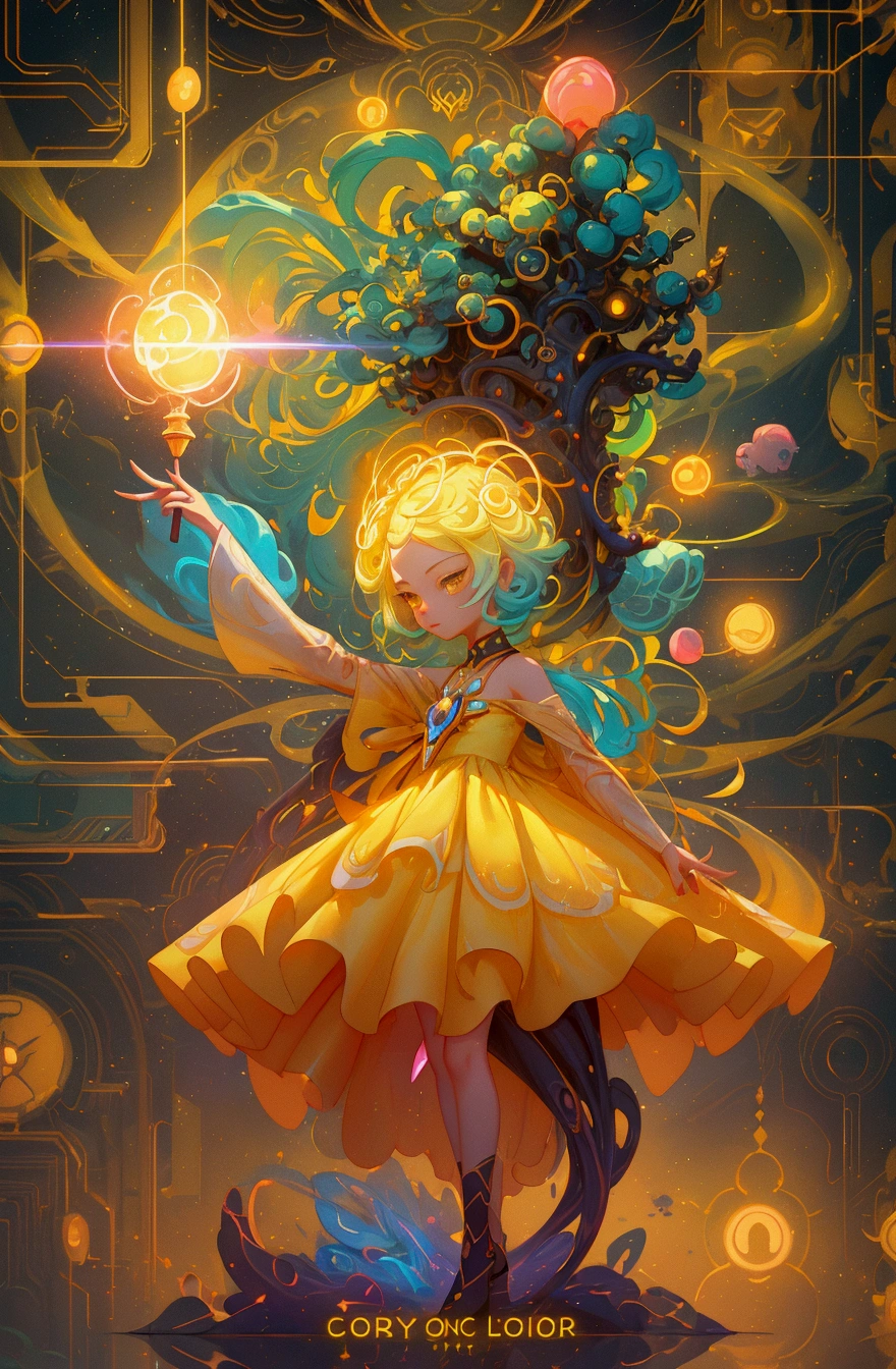 girl in a yellow dress with a magic wand, beeple and jeremiah ketner, with magical powers, childrens art in artstation, cute detailed digital art, digital fantasy illustration, magical concept art, digital concept art illustration, rossdraws | afrofuturism, adorable digital painting, rossdraws global illumination, digital concept art