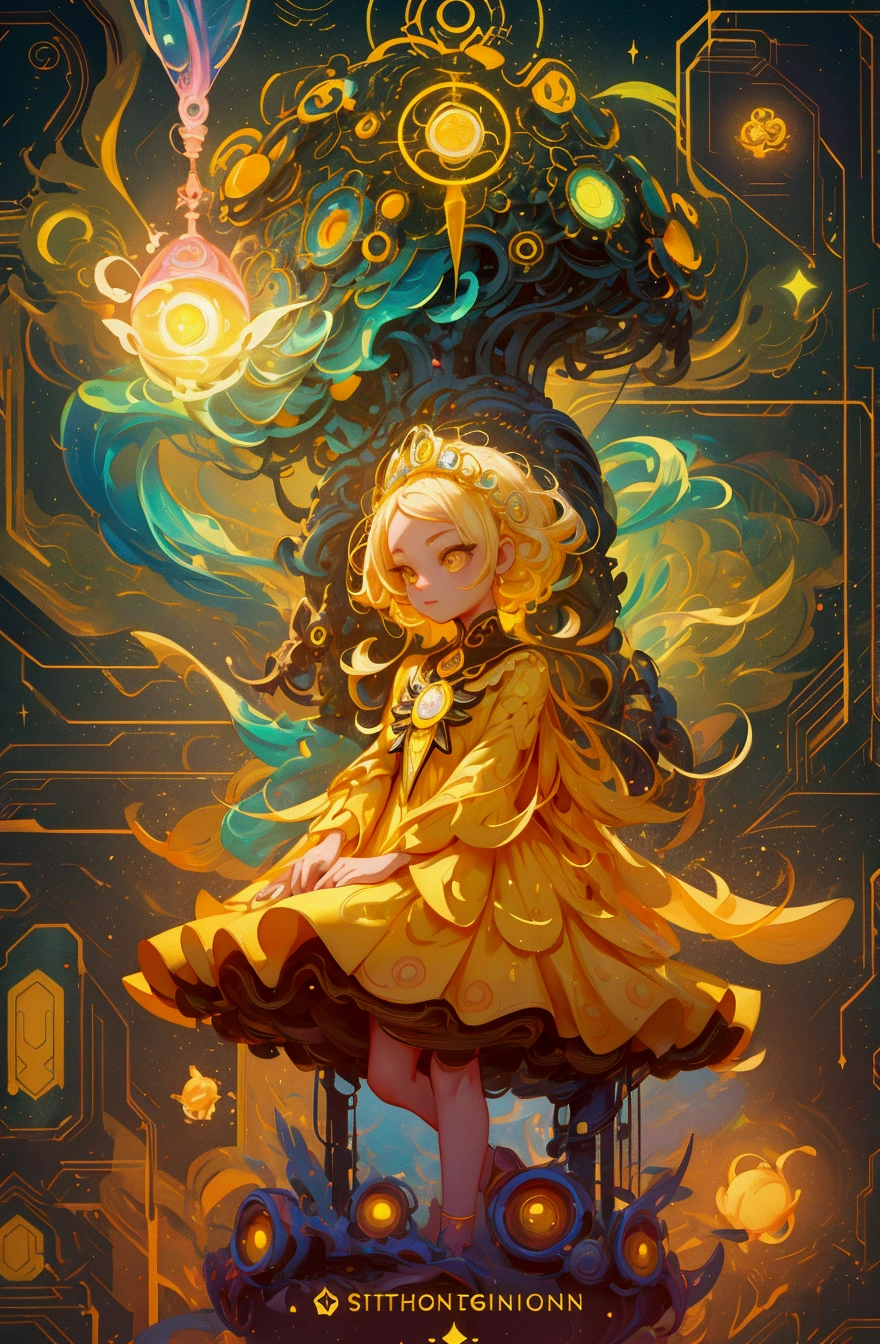 girl in a yellow dress with a magic wand, beeple and jeremiah ketner,  with magical powers, childrens art in artstation, cute detailed digital art, digital fantasy illustration, magical concept art, digital concept art illustration, rossdraws | afrofuturism, adorable digital painting, rossdraws global illumination, digital concept art