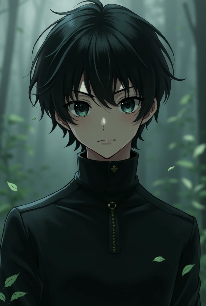 A young man with black hair and black eyes He is half Japanese and half English. full of mystery and intrigue The outside looks scary. Cold, calm, and quiet eyes Stay in Slytherin house