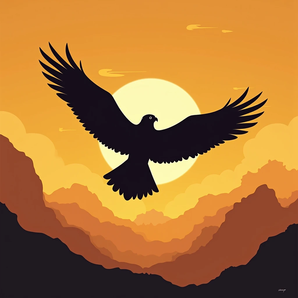 Image: A simple silhouette of a falcon soaring through the sky, emphasizing freedom and independence.
Color Palette orange brown yellow and gold