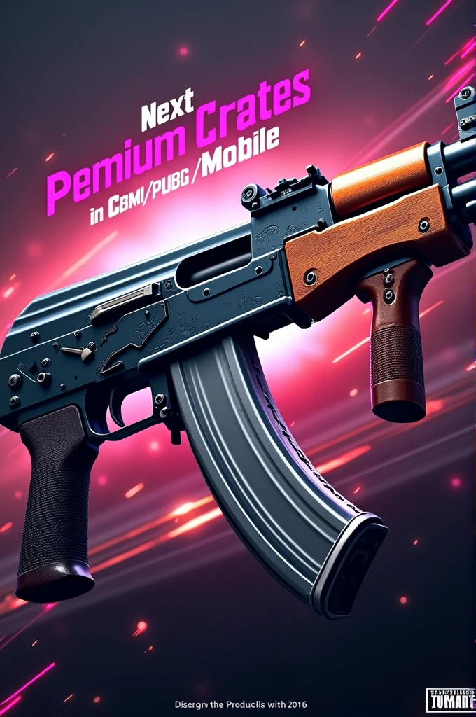 Create me a thumbnail for YouTube writeen on it next premium crates in bgmi pubg mobile with having akm latest skin